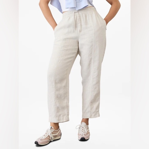 NWT ATHLETA Retreat Linen Ankle Pant - Large - Picture 1 of 9